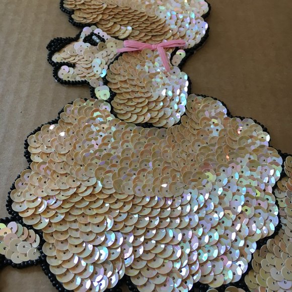50’s POODLE Champagne  Sequin 9.5" Applique Vintage  NOS - Picture 4 of 9